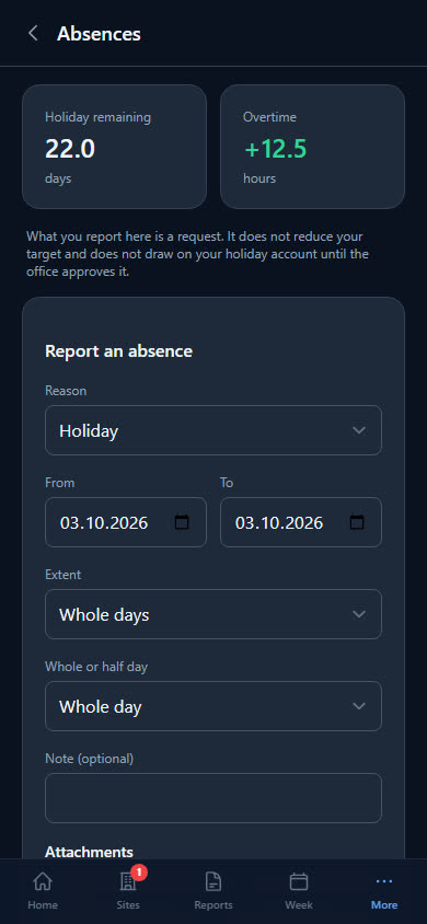 Reporting an absence on the phone
